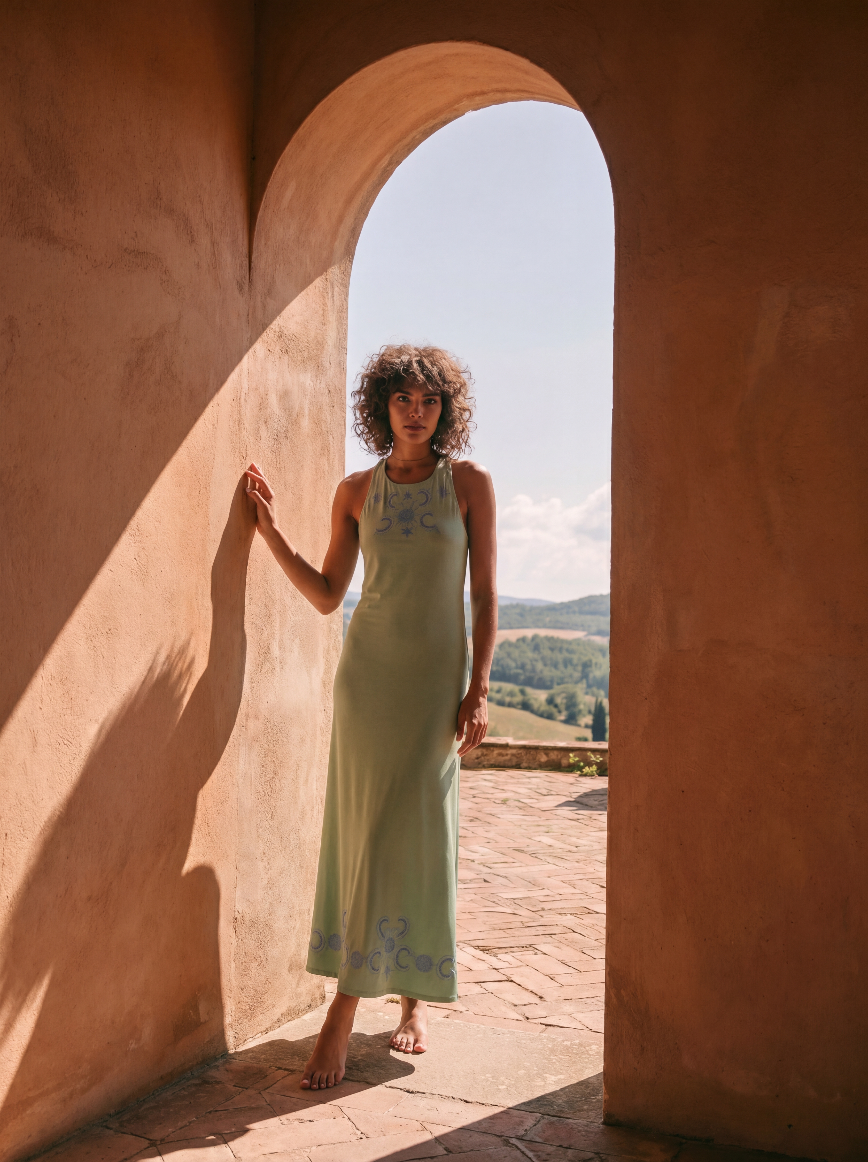 Cedar — Luna Green Halter Maxi Dress